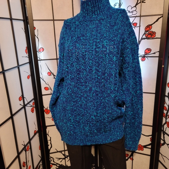 KAREN SCOTT WEAVED DEEP BLUE SOFT COZY CARDIGAN KNIT/SIZE LARGE - Picture 10 of 10